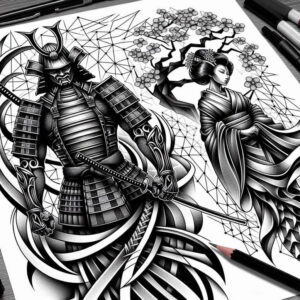 female-geisha-surrealism-unreal-for-stomach – tattoo design ideas free ai generated – Gallery: geisha-and-samurai-inkby-ai