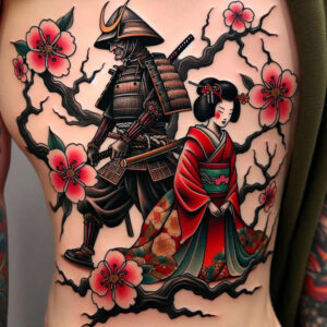 samurai-blade-tattoo-neotraditional-vibrant-palette-for-shin – tattoo design ideas free ai generated – Gallery: geisha-and-samurai-inkby-ai