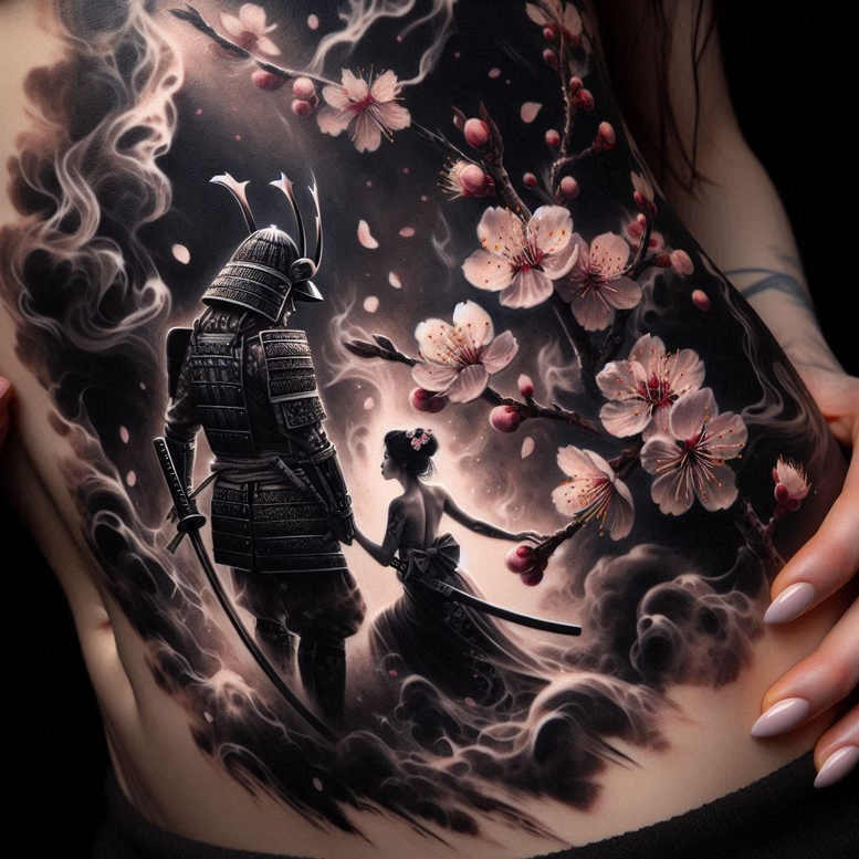 samurai-helmet-tattoo-surrealism-metaphysical-for-spine – tattoo design ideas free ai generated – Gallery: geisha-and-samurai-inkby-ai