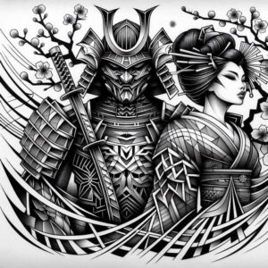 delicate-geisha-neotraditional-artistic-contrast-for-biceps – tattoo design ideas free ai generated – Gallery: geisha-and-samurai-inkby-ai