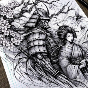 geisha-floral-tattoo-surrealism-morphic-transformation-for-back-shoulder – tattoo design ideas free ai generated – Gallery: geisha-and-samurai-inkby-ai