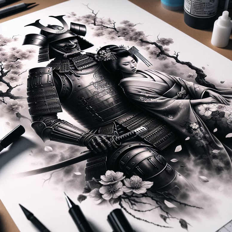 geisha-realism-visual-accuracy-for-outer-arm – tattoo design ideas free ai generated – Gallery: geisha-and-samurai-inkby-ai