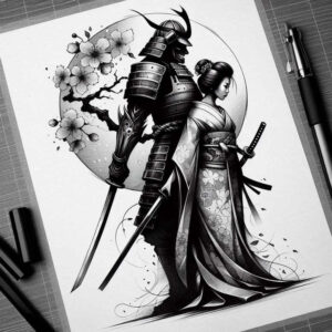 geisha-grace-tattoo-neotraditional-subtle-tone-for-outer-arm – tattoo design ideas free ai generated – Gallery: geisha-and-samurai-inkby-ai