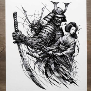 traditional-warrior-tattoo-neotraditional-color-overlays-for-foot – tattoo design ideas free ai generated – Gallery: geisha-and-samurai-inkby-ai