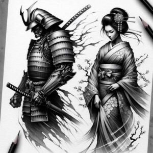 geisha-neotraditional-enhanced-shading-for-stomach – tattoo design ideas free ai generated – Gallery: geisha-and-samurai-inkby-ai