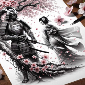 japanese-portrait-tattoo-surrealism-morphic-for-lower-chest – tattoo design ideas free ai generated – Gallery: geisha-and-samurai-inkby-ai