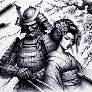 geisha-and-samurai tattoo design ideas textured fills cultural heritage meaning determination