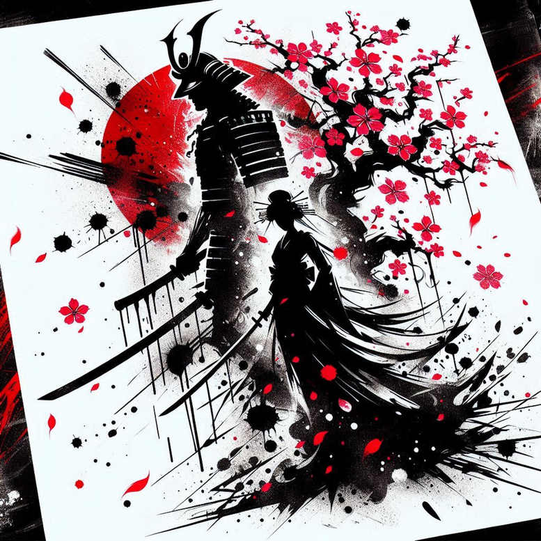 geisha-and-samurai tattoo design ideas Surrealism esoteric historic for forearm