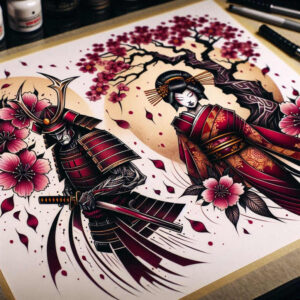 geisha-and-samurai tattoo design ideas smooth honor endurance and power