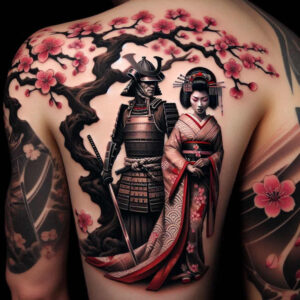 geisha-and-samurai tattoo design ideas atmospheric poise for fingers