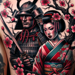 warrior-spirit-tattoo-surrealism-ethereal-for-upper-shoulder – tattoo design ideas free ai generated – Gallery: geisha-and-samurai-inkby-ai