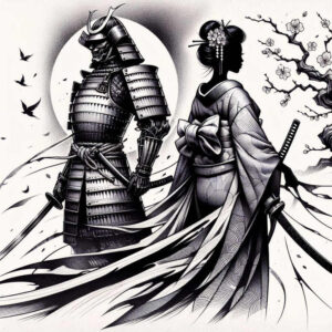 japanese-art-tattoo-neotraditional-color-saturation-for-outer-arm – tattoo design ideas free ai generated – Gallery: geisha-and-samurai-inkby-ai