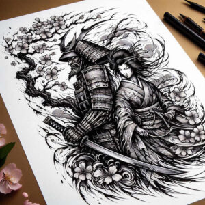 samurai-and-geisha-design-realism-smooth-complexion-for-ankle – tattoo design ideas free ai generated – Gallery: geisha-and-samurai-inkby-ai