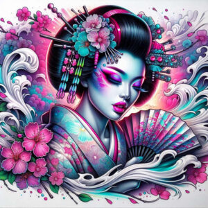 delicate-figure – tattoo design ideas free ai generated – realism-refined-highlights – for-ribs – Gallery: geisha-inkby-ai