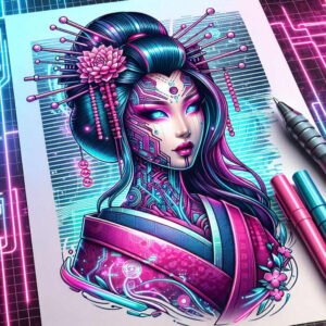 feminine-tattoo – tattoo design ideas free ai generated – realism-soft-contrast – for-side-torso – Gallery: geisha-inkby-ai