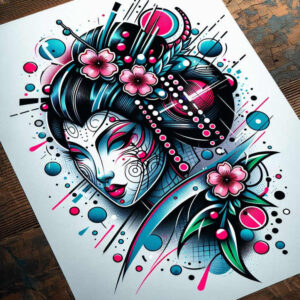 for-women – tattoo design ideas free ai generated – neotraditional-dynamic-composition – for-toe – Gallery: geisha-inkby-ai
