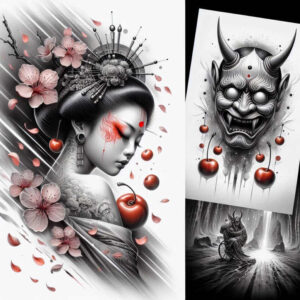 geisha-art – tattoo design ideas free ai generated – neotraditional-modern-classic – for-upper-shoulder – Gallery: geisha-inkby-ai