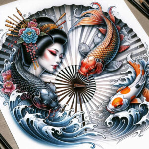 geisha-character – tattoo design ideas free ai generated – realism-realistic-shadowing – for-toe – Gallery: geisha-inkby-ai