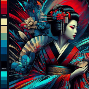 geisha – tattoo design ideas free ai generated – neotraditional-clean-fill – for-lower-chest – Gallery: geisha-inkby-ai