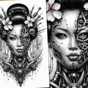 geisha-tattoo – tattoo design ideas free ai generated – neotraditional-accent-shading – for-wrist-side – Gallery: geisha-inkby-ai