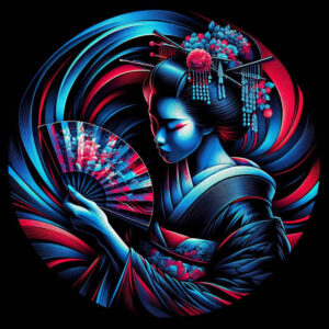 geisha-with-feathers – tattoo design ideas free ai generated – neotraditional-artful-color – for-chest – Gallery: geisha-inkby-ai