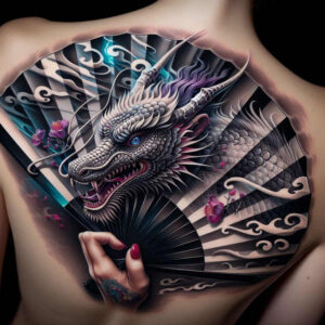 geisha-with-shading – tattoo design ideas free ai generated – surrealism-phantasm – for-knee – Gallery: geisha-inkby-ai