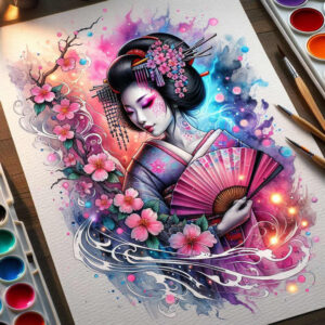 japanese-motif – tattoo design ideas free ai generated – realism-detail-accuracy – for-lower-arm – Gallery: geisha-inkby-ai