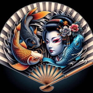 japanese-motif-tattoo – tattoo design ideas free ai generated – realism-photo-ink – for-upper-shoulder – Gallery: geisha-inkby-ai