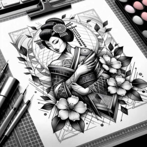 subtle-figure – tattoo design ideas free ai generated – realism-contrast-ink – for-triceps – Gallery: geisha-inkby-ai