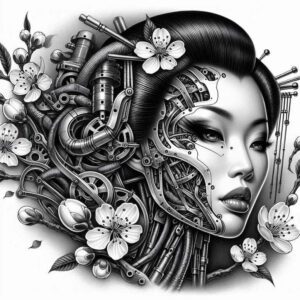 geisha tattoo design ideas layered color artistic detail for ankle