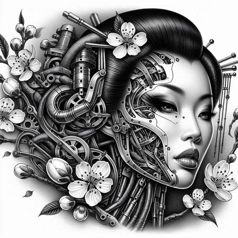 geisha tattoo design ideas layered color artistic detail for ankle