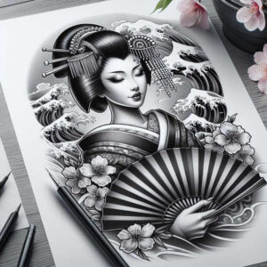 geisha tattoo design ideas artistic contrast cultural for side torso