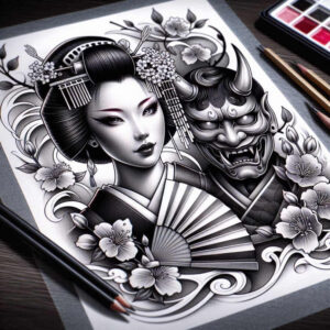 geisha tattoo design ideas strong contrast cultural heritage meaning resilience