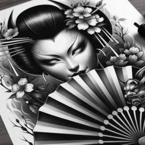 geisha tattoo design ideas glossy delicate for behind ear