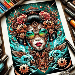 geisha tattoo design ideas Realism ultra detailed delicate for fingers