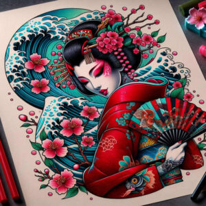 geisha tattoo design ideas Realism high definition delicate shading embodying endurance