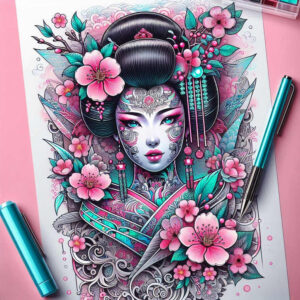 geisha tattoo design ideas Realism photo-like tattoo delicate shading for back