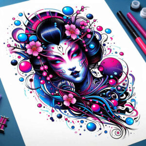 geisha tattoo design ideas Surrealism hallucinatory elegant shows courage