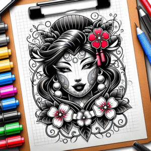 geisha tattoo design ideas macro facial expression for biceps