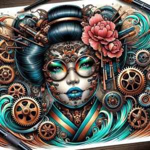 geisha tattoo design ideas soft-focus floral motifs stands for resilience