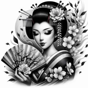 geisha tattoo design ideas geometric floral patterns represents resilience