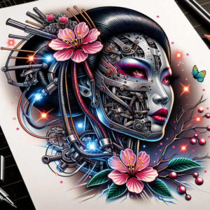 geisha tattoo design ideas bokeh graceful posture represents perseverance