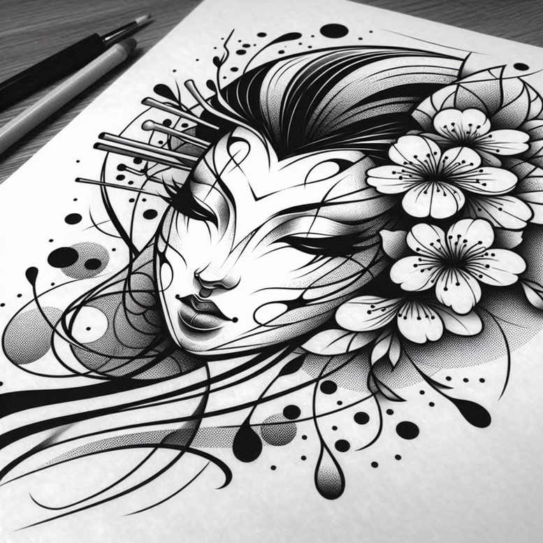 geisha tattoo design ideas beyond reality hair ornaments stands for endurance