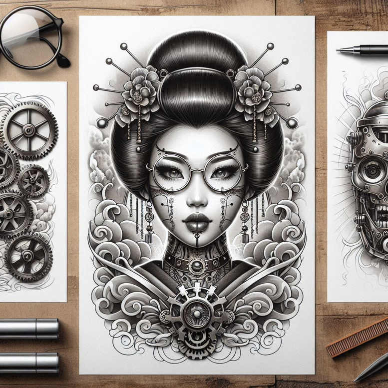 geisha tattoo design ideas Surrealism enigmatic light natural beauty stands for determination