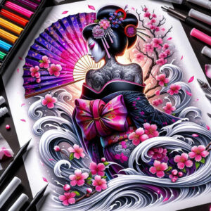 geisha tattoo design ideas Realism photographic quality natural beauty symbolising courage