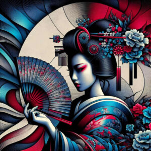 geisha tattoo design ideas Realism dynamic shadows ornamental design embodying strength