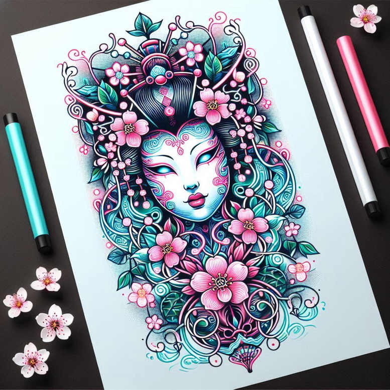 geisha tattoo design ideas classic motifs soft lines shows courage