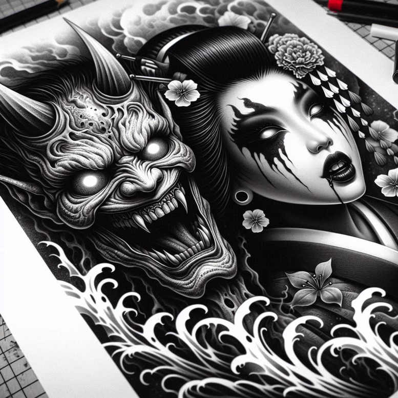 geisha tattoo design ideas Realism depth realism soft lines symbolising resilience