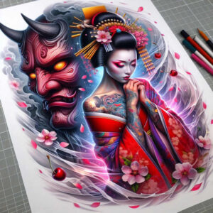 geisha tattoo design ideas refined lines subtle shading for arm