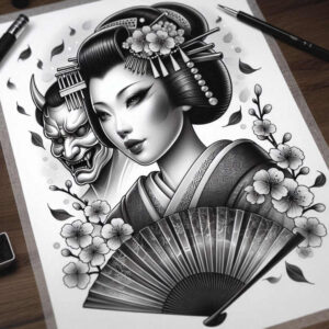 geisha tattoo design ideas Surrealism unearthly symbolic meaning for ankle